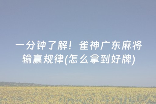 一分钟了解！雀神广东麻将输赢规律(怎么拿到好牌)