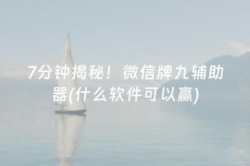 7分钟揭秘！微信牌九辅助器(什么软件可以赢)
