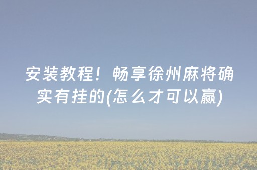 安装教程！畅享徐州麻将确实有挂的(怎么才可以赢)