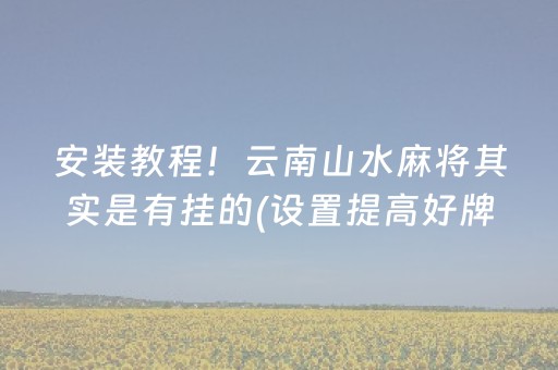 安装教程！云南山水麻将其实是有挂的(设置提高好牌几率)