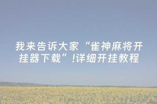 我来告诉大家“雀神麻将开挂器下载”!详细开挂教程-知乎