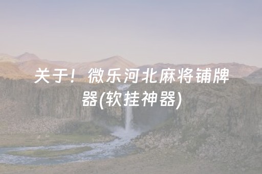 关于！微乐河北麻将铺牌器(软挂神器)