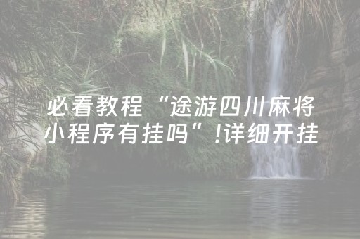 必看教程“途游四川麻将小程序有挂吗”!详细开挂教程-知乎