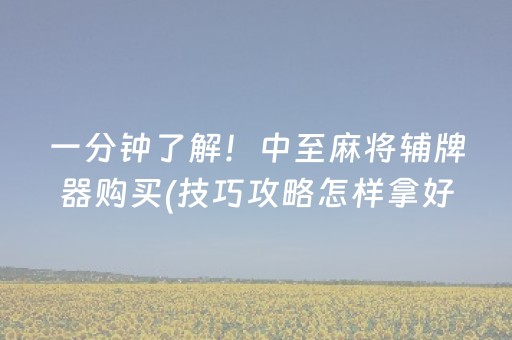 一分钟了解！中至麻将辅牌器购买(技巧攻略怎样拿好牌)