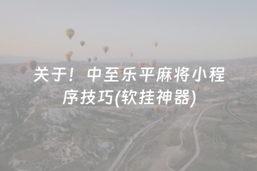 关于！中至乐平麻将小程序技巧(软挂神器)