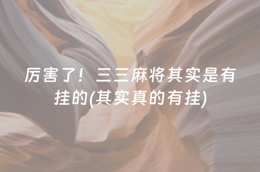 厉害了！三三麻将其实是有挂的(其实真的有挂)