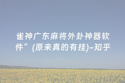 雀神广东麻将外卦神器软件”(原来真的有挂)-知乎
