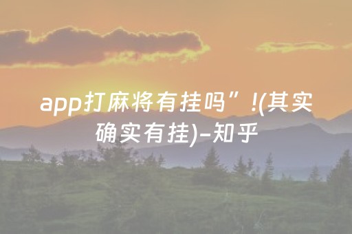 app打麻将有挂吗”!(其实确实有挂)-知乎