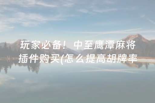 玩家必备！中至鹰潭麻将插件购买(怎么提高胡牌率)