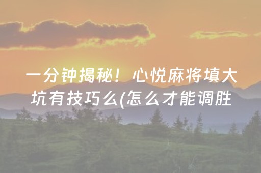 一分钟揭秘！心悦麻将填大坑有技巧么(怎么才能调胜率)