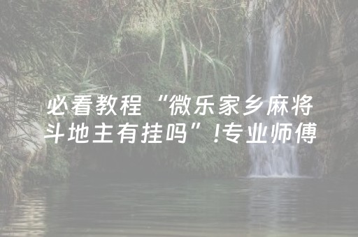 必看教程“微乐家乡麻将斗地主有挂吗”!专业师傅带你一起了解（详细教程）-知乎