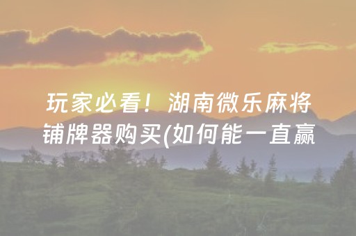 玩家必看！湖南微乐麻将铺牌器购买(如何能一直赢)