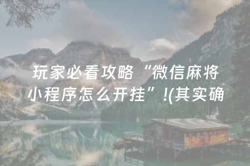 玩家必看攻略“微信麻将小程序怎么开挂”!(其实确实有挂)-知乎