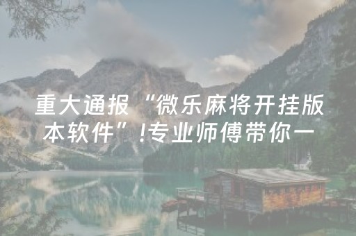 重大通报“微乐麻将开挂版本软件”!专业师傅带你一起了解（详细教程）-知乎