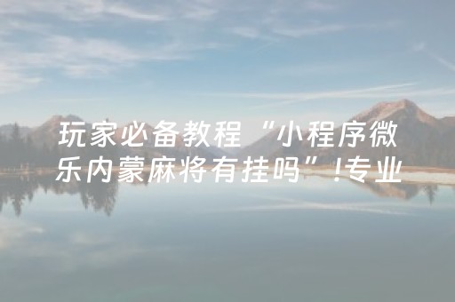 玩家必备教程“小程序微乐内蒙麻将有挂吗”!专业师傅带你一起了解（详细教程）-知乎