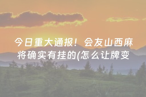 今日重大通报！会友山西麻将确实有挂的(怎么让牌变好)