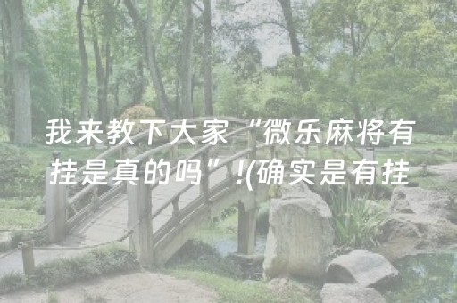 我来教下大家“微乐麻将有挂是真的吗”!(确实是有挂)-知乎