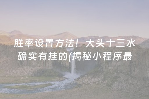 胜率设置方法！大头十三水确实有挂的(揭秘小程序最新神器下载)