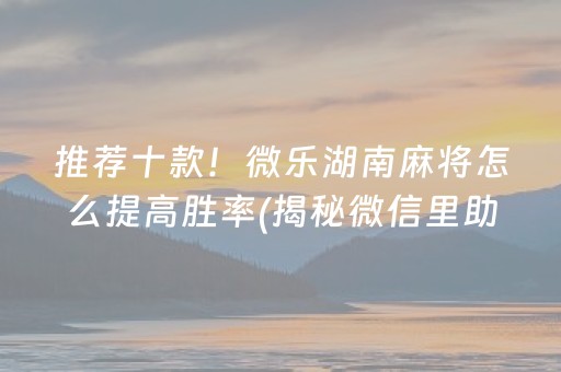 推荐十款！微乐湖南麻将怎么提高胜率(揭秘微信里助赢神器购买)