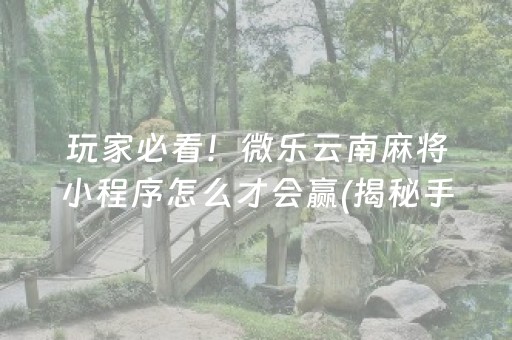 玩家必看！微乐云南麻将小程序怎么才会赢(揭秘手机上输赢规律)