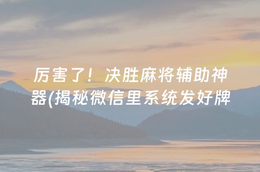 厉害了！决胜麻将辅助神器(揭秘微信里系统发好牌)