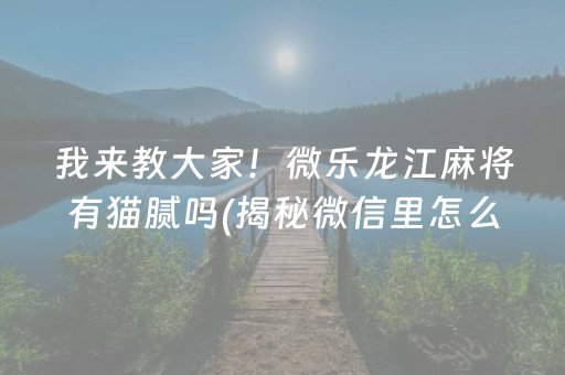 我来教大家！微乐龙江麻将有猫腻吗(揭秘微信里怎么容易赢)