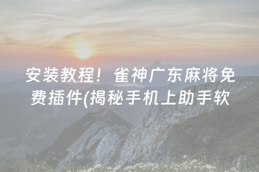 安装教程！雀神广东麻将免费插件(揭秘手机上助手软件)