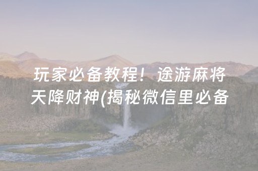 玩家必备教程！途游麻将天降财神(揭秘微信里必备神器)