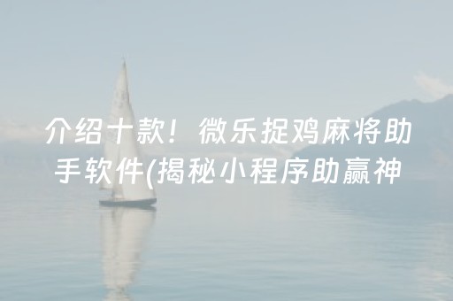 介绍十款！微乐捉鸡麻将助手软件(揭秘小程序助赢神器)