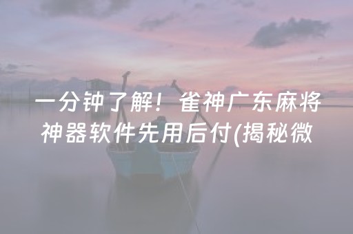 一分钟了解！雀神广东麻将神器软件先用后付(揭秘微信里怎么容易赢)