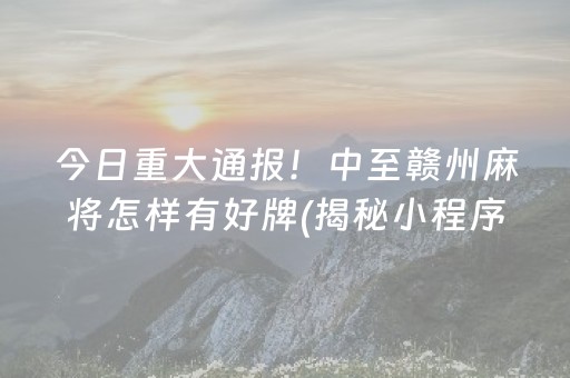 今日重大通报！中至赣州麻将怎样有好牌(揭秘小程序赢的诀窍)