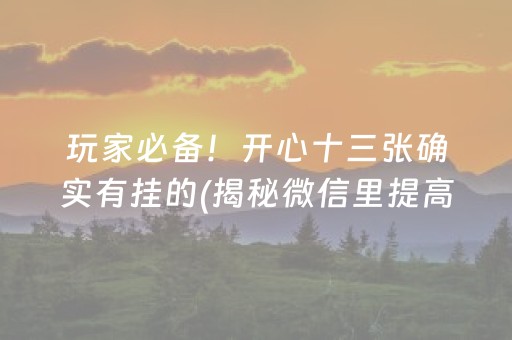 玩家必备！开心十三张确实有挂的(揭秘微信里提高胜率)