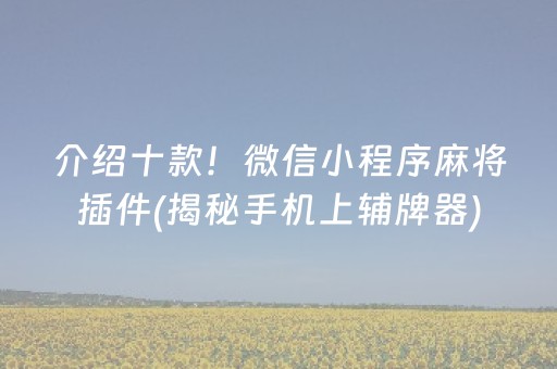 介绍十款！微信小程序麻将插件(揭秘手机上辅牌器)