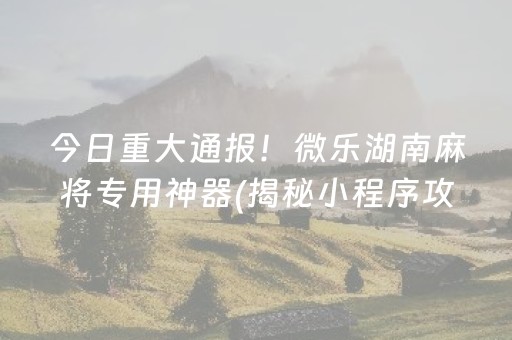 今日重大通报！微乐湖南麻将专用神器(揭秘小程序攻略插件)
