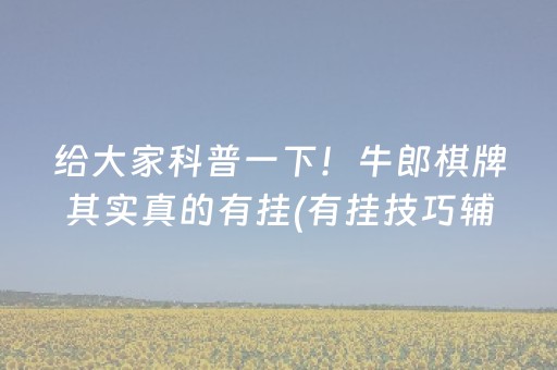 给大家科普一下！牛郎棋牌其实真的有挂(有挂技巧辅助器)