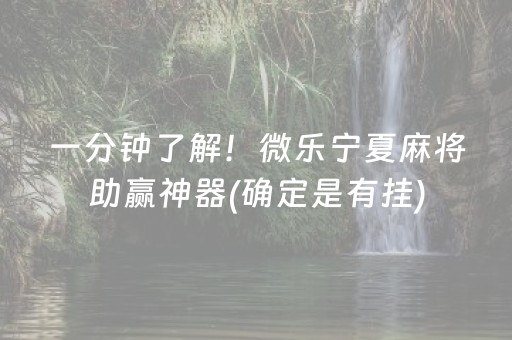 一分钟了解！微乐宁夏麻将助赢神器(确定是有挂)