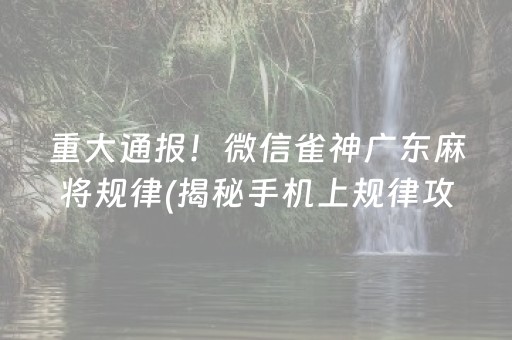 重大通报！微信雀神广东麻将规律(揭秘手机上规律攻略)