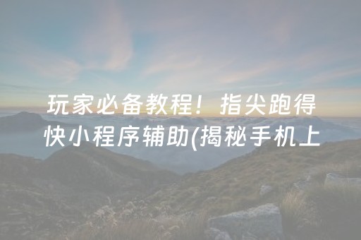 玩家必备教程！指尖跑得快小程序辅助(揭秘手机上攻略插件)