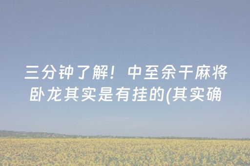 三分钟了解！中至余干麻将卧龙其实是有挂的(其实确实有挂)