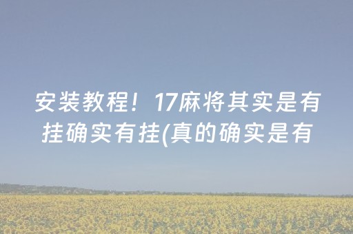 安装教程！17麻将其实是有挂确实有挂(真的确实是有挂)