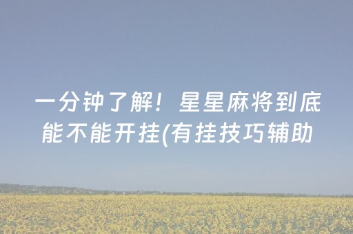 一分钟了解！星星麻将到底能不能开挂(有挂技巧辅助器)