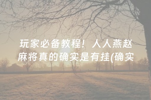 玩家必备教程！人人燕赵麻将真的确实是有挂(确实真有挂)