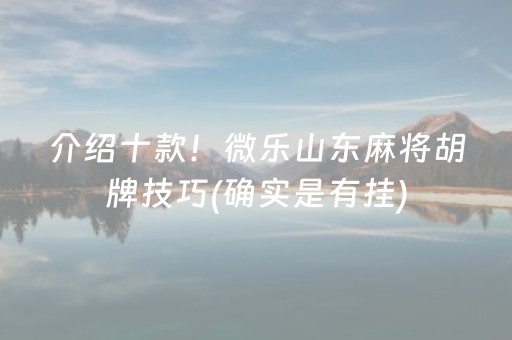 介绍十款！微乐山东麻将胡牌技巧(确实是有挂)