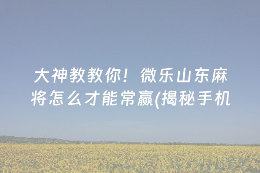 大神教教你！微乐山东麻将怎么才能常赢(揭秘手机上赢牌技巧)
