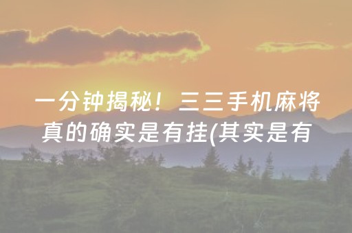 一分钟揭秘！三三手机麻将真的确实是有挂(其实是有挂确实有挂)