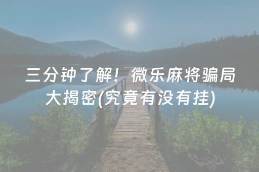 三分钟了解！微乐麻将骗局大揭密(究竟有没有挂)