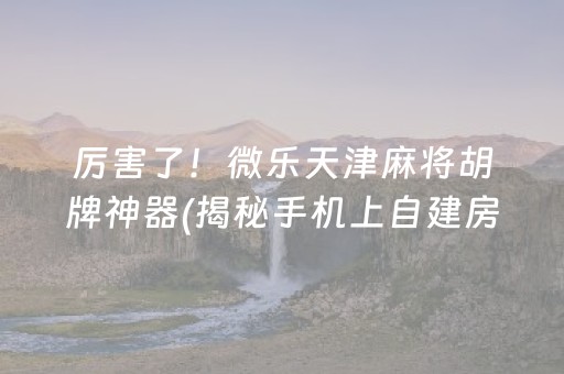 厉害了！微乐天津麻将胡牌神器(揭秘手机上自建房怎么赢)