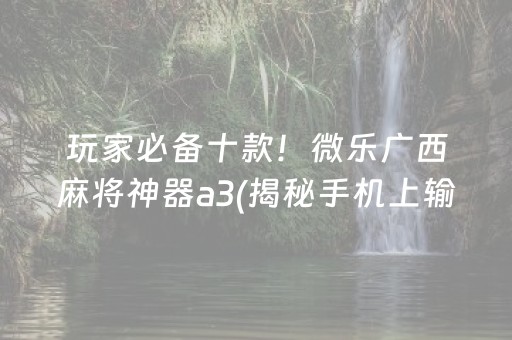 玩家必备十款！微乐广西麻将神器a3(揭秘手机上输赢技巧)