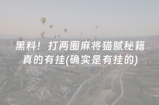黑料！打两圈麻将猫腻秘籍真的有挂(确实是有挂的)