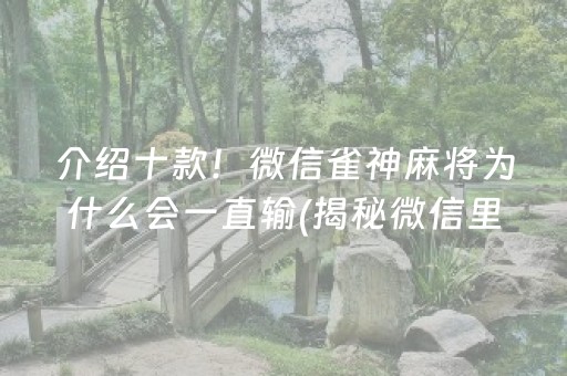 介绍十款！微信雀神麻将为什么会一直输(揭秘微信里赢的诀窍)